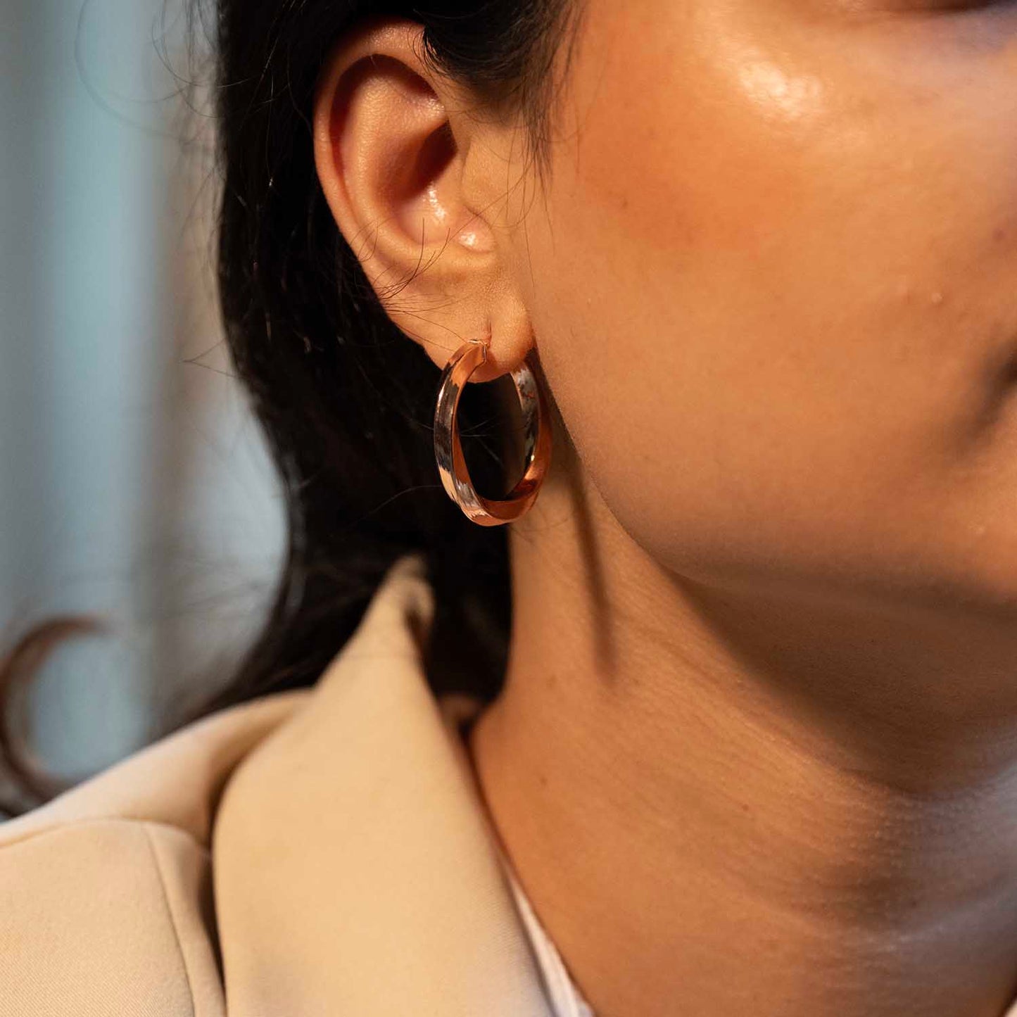 Rose Gold Twisted Hoops