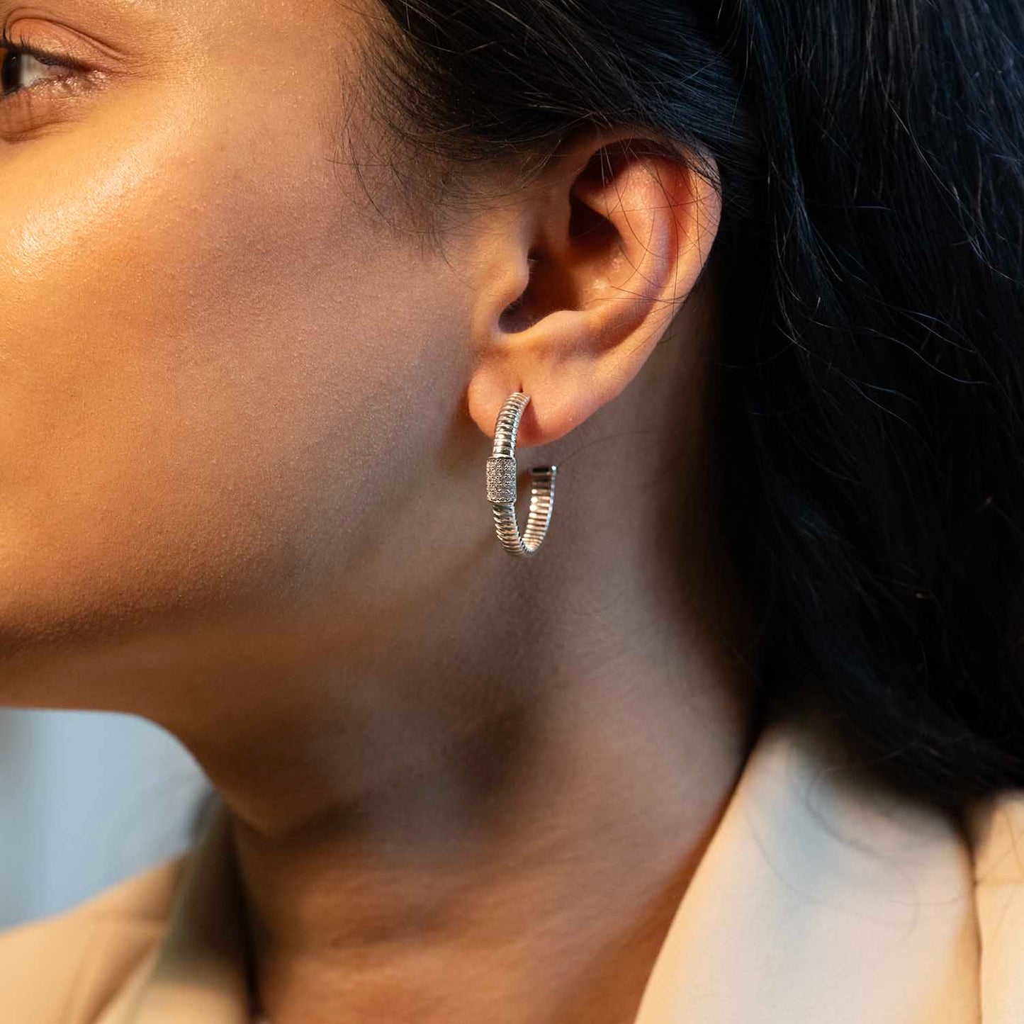 Silver CZ Hoops