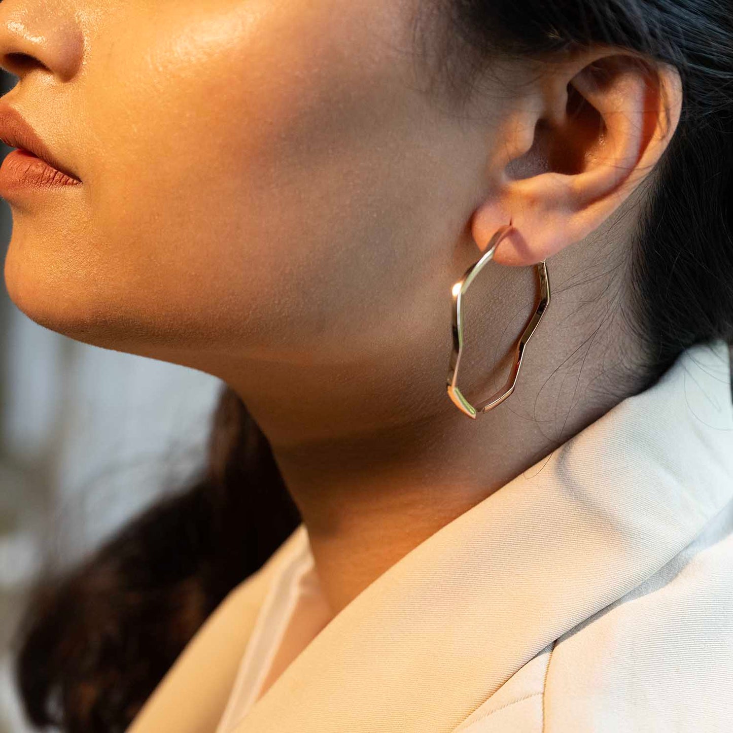 Rose Gold Zig Zag Hoops
