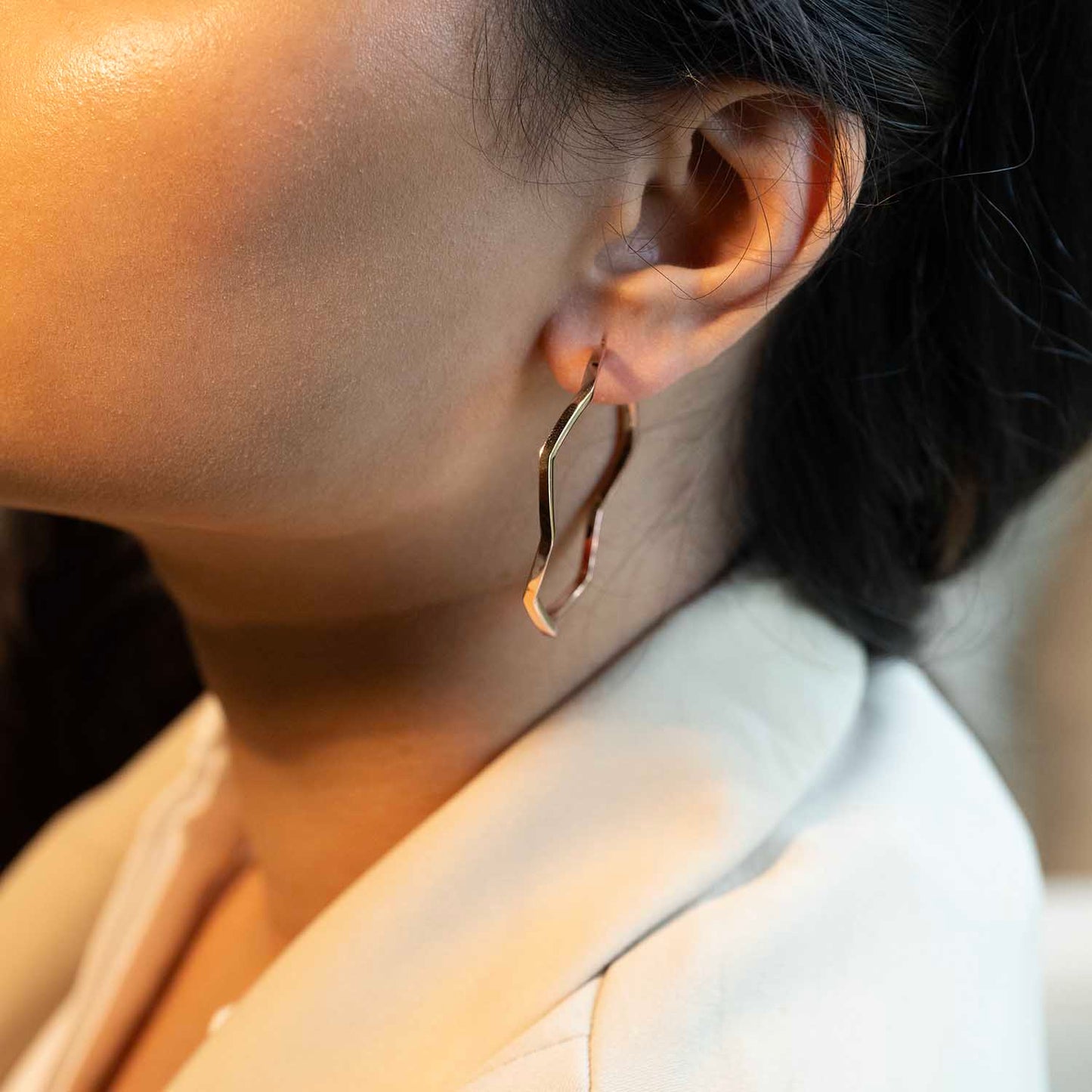 Rose Gold Zig Zag Hoops