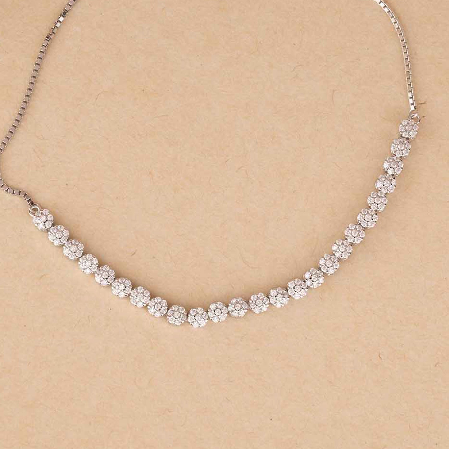 Floral CZ Silver Bracelet
