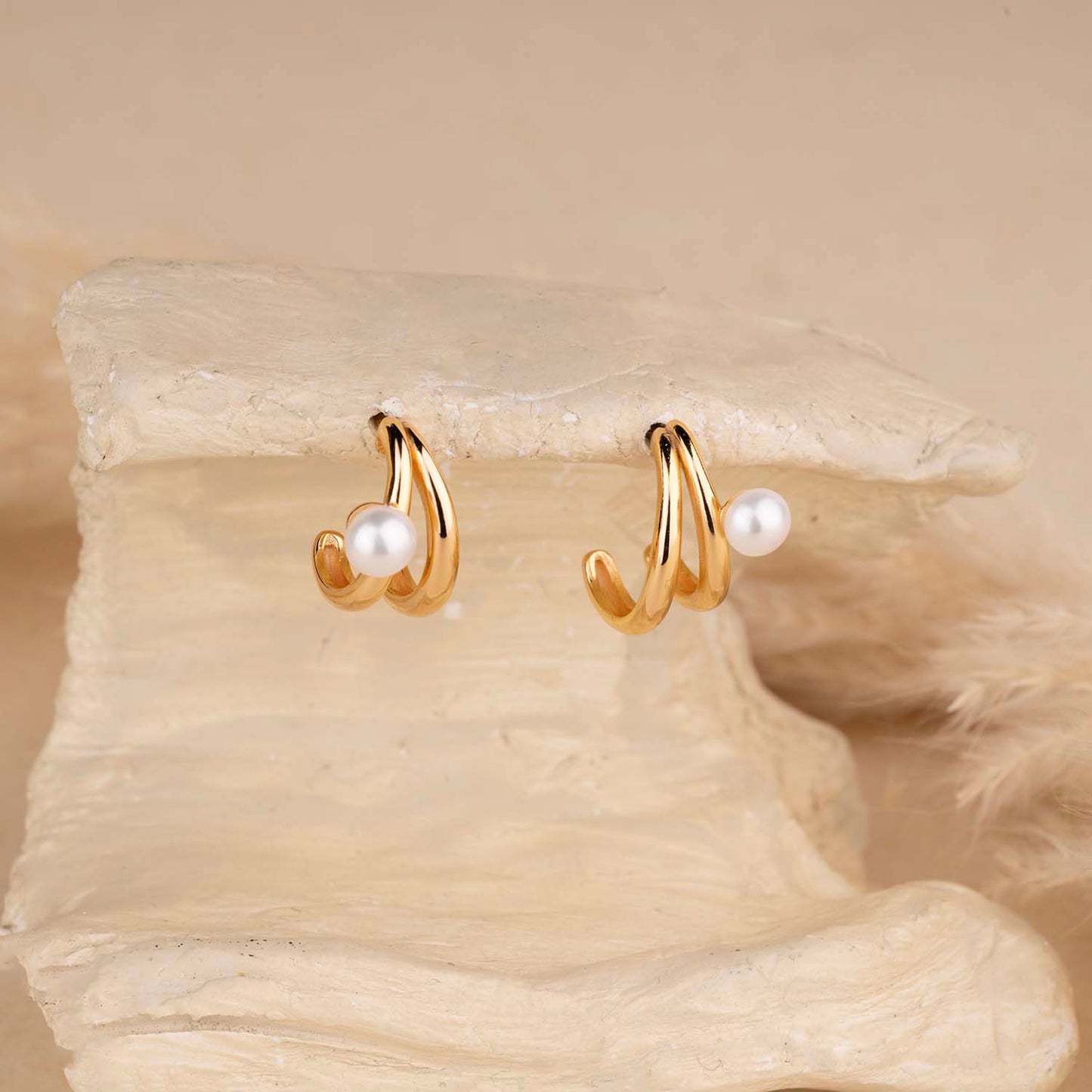 Gold Pearl Earrings