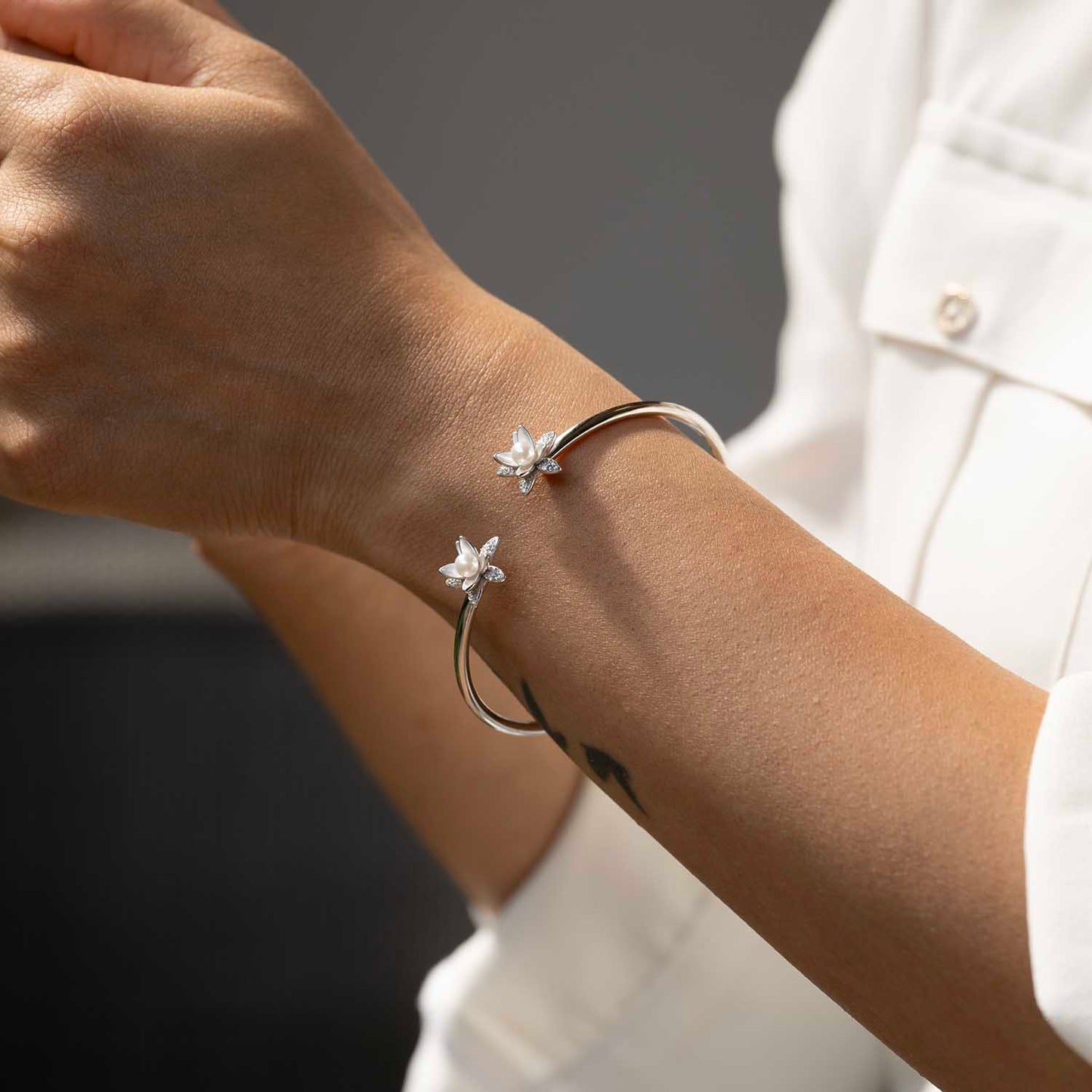 Silver Floral Cuff