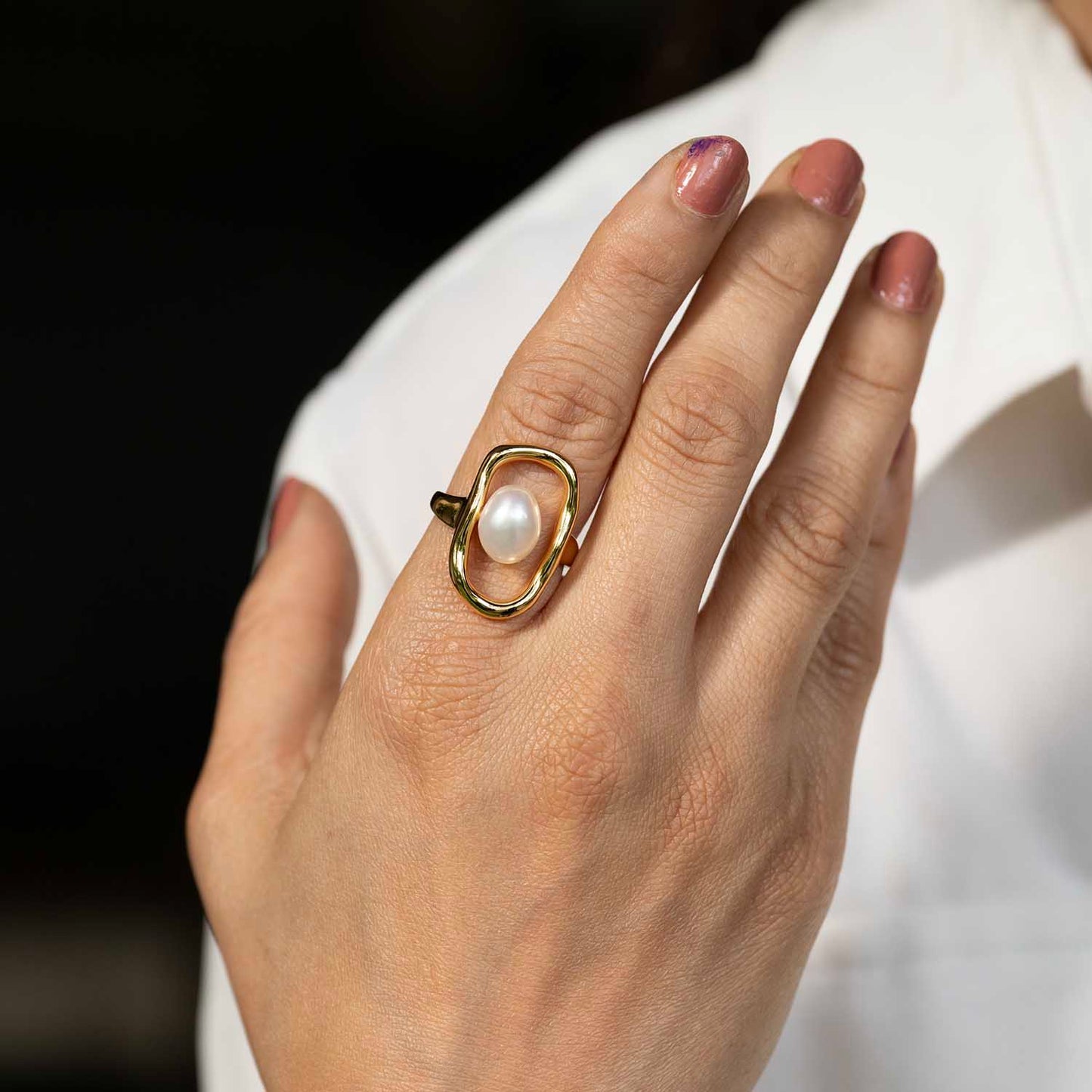 Gold Pearls Ring