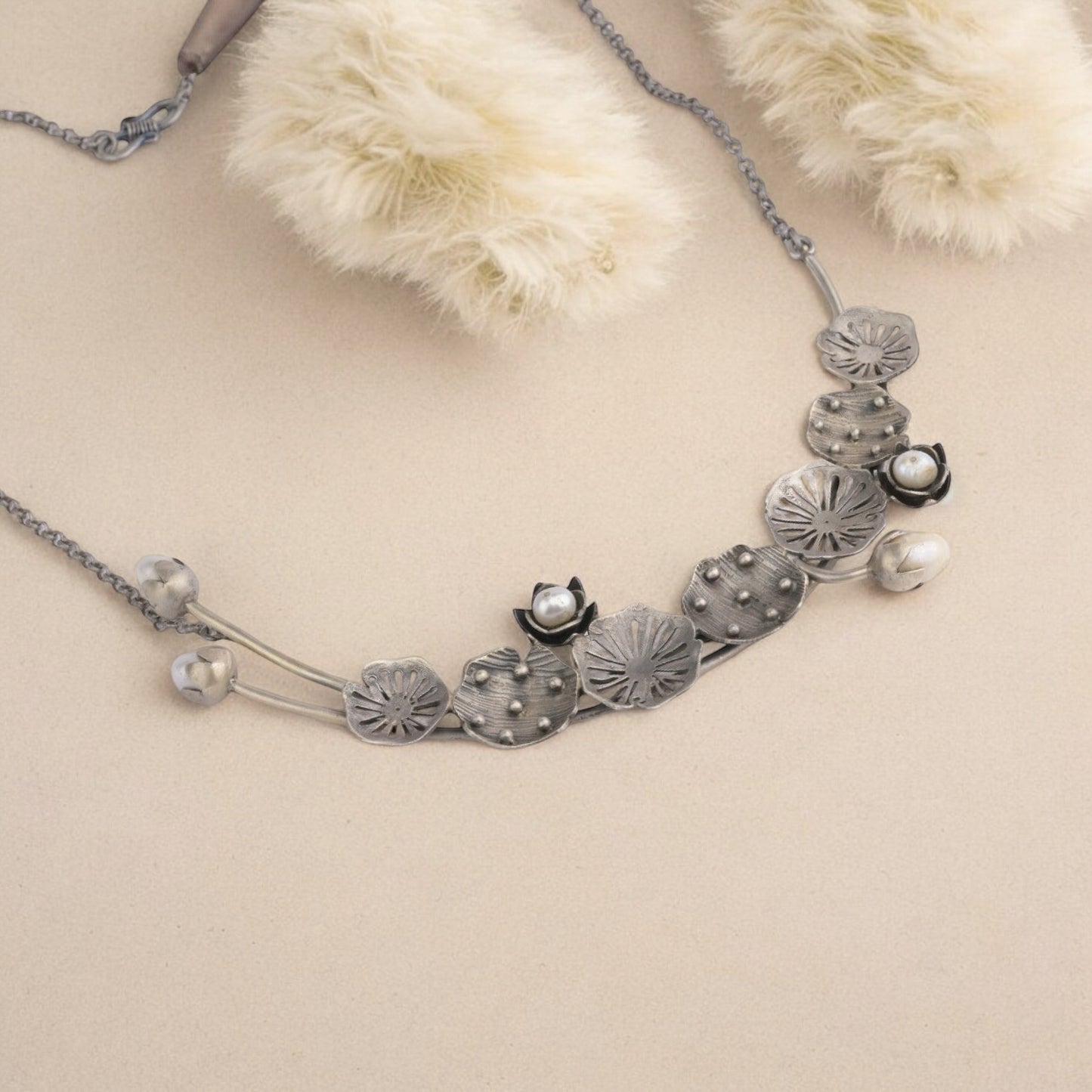 Lotus Leaf Silver Necklace