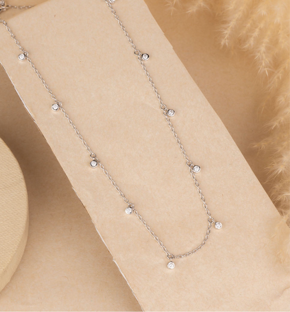 Silver Dangling Stones Chain