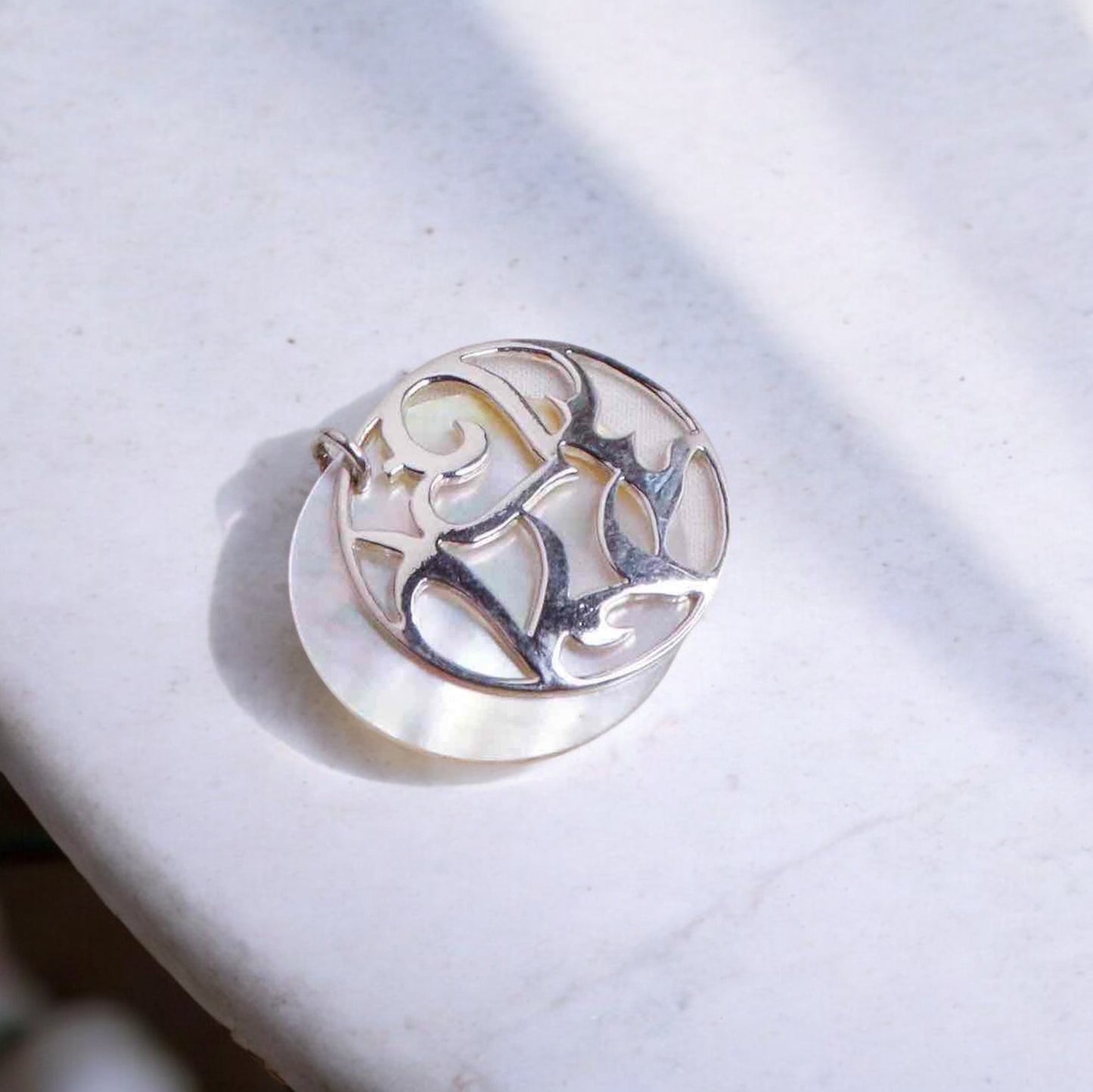 Radiant Circle MOP Silver Pendant