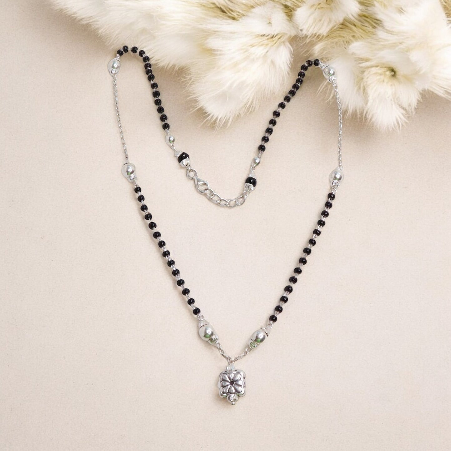 Small Flower Silver Mangalsutra