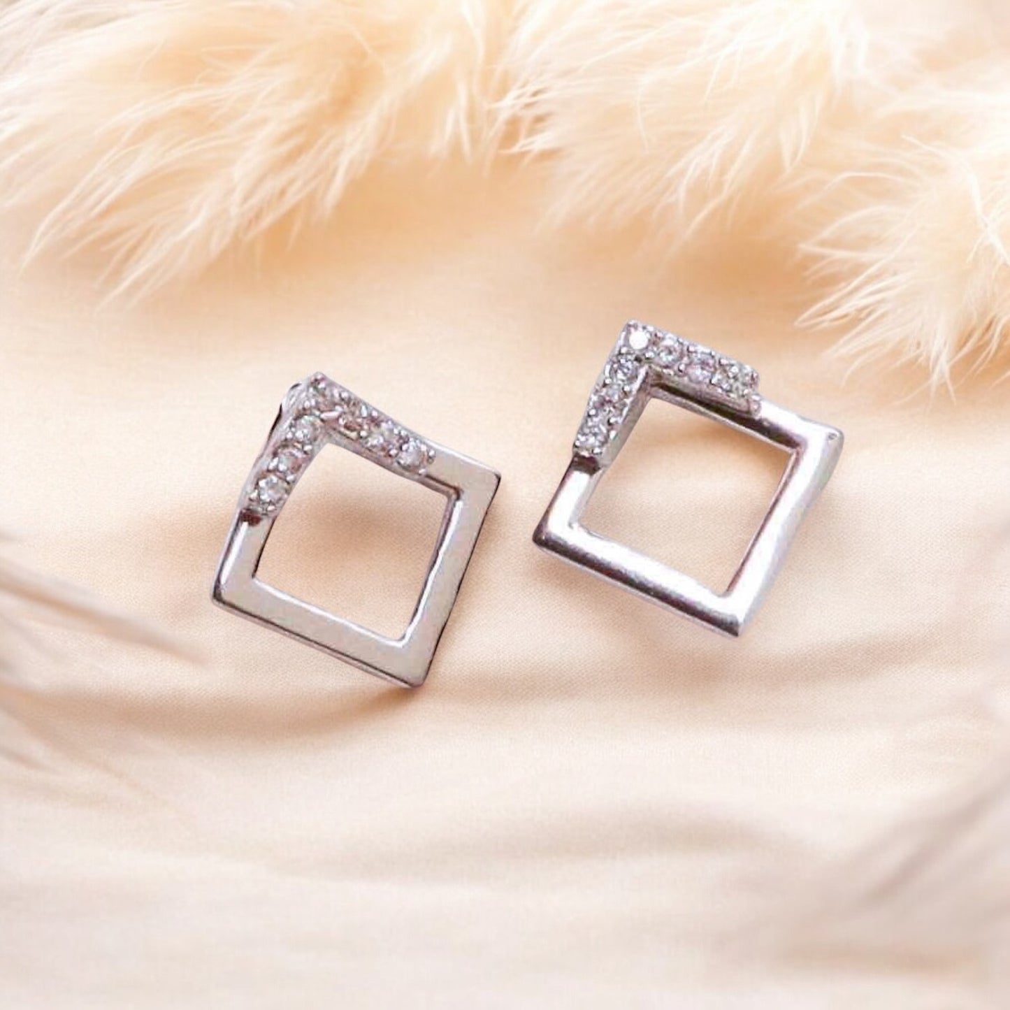 Silver Square Studs