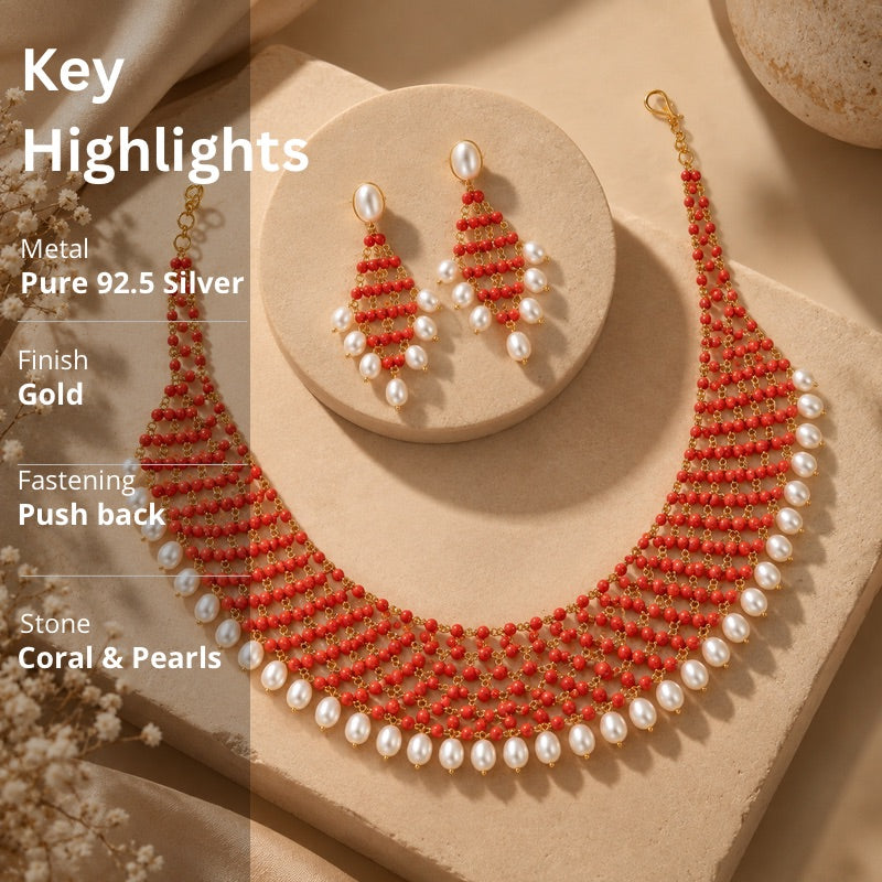 Luxe Coral & Pearl Fusion Necklace