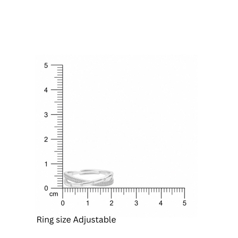 Silver CZ Adjustable Ring