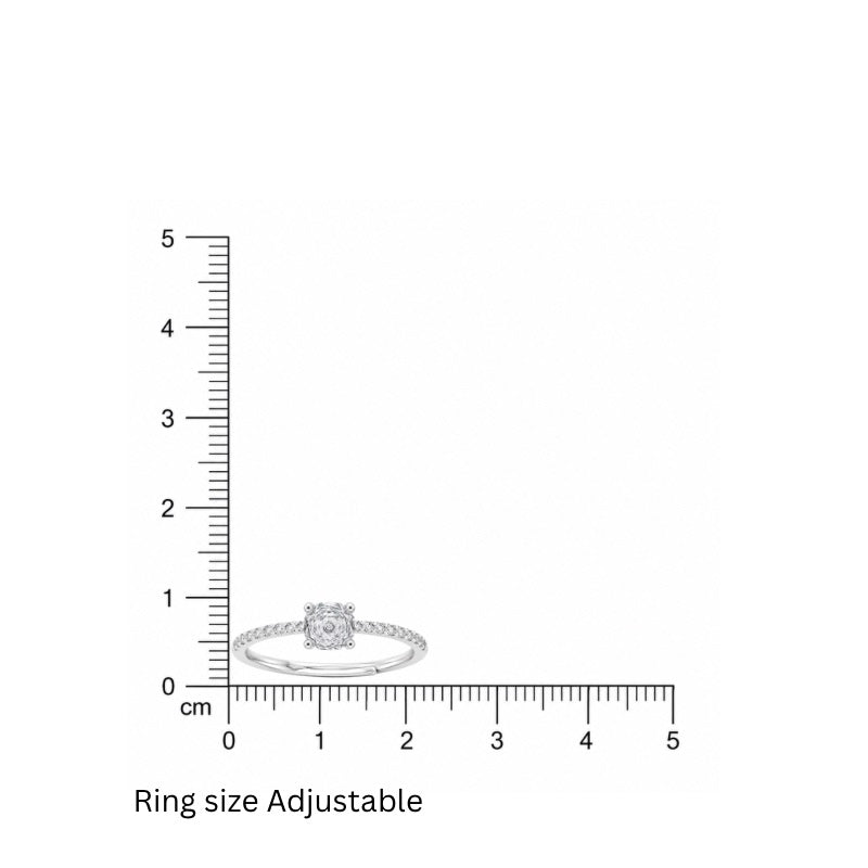 Silver Solitaire Adjustable Ring in 925 Sterling Silver