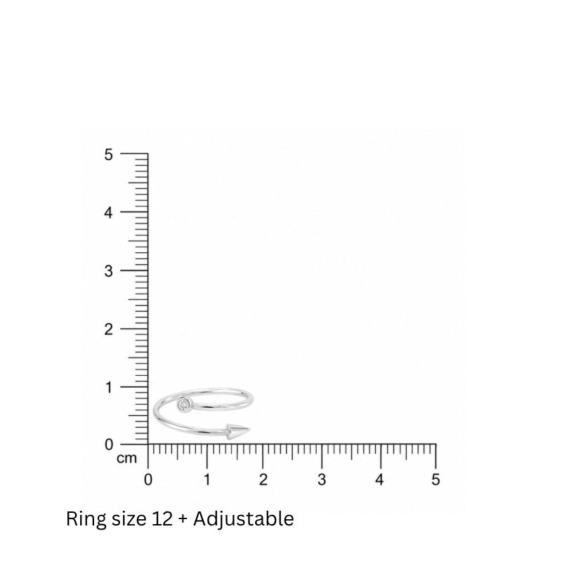 Silver Dot & Arrow Adjustable Ring in 925 Sterling Silver