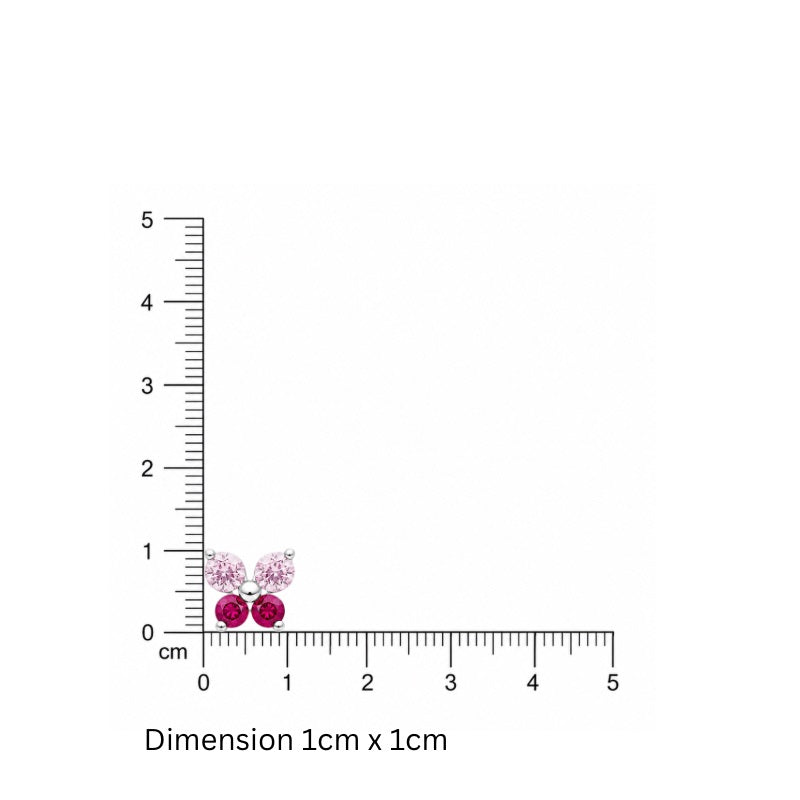 Pink Butterfly Stud Earrings in 925 Sterling Silver