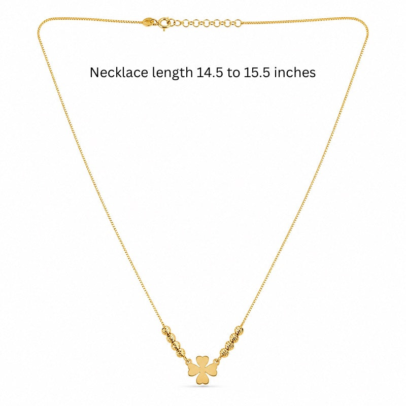 Lucky Clover Beaded Necklace in 925 Sterling Silver (Gold Plated)