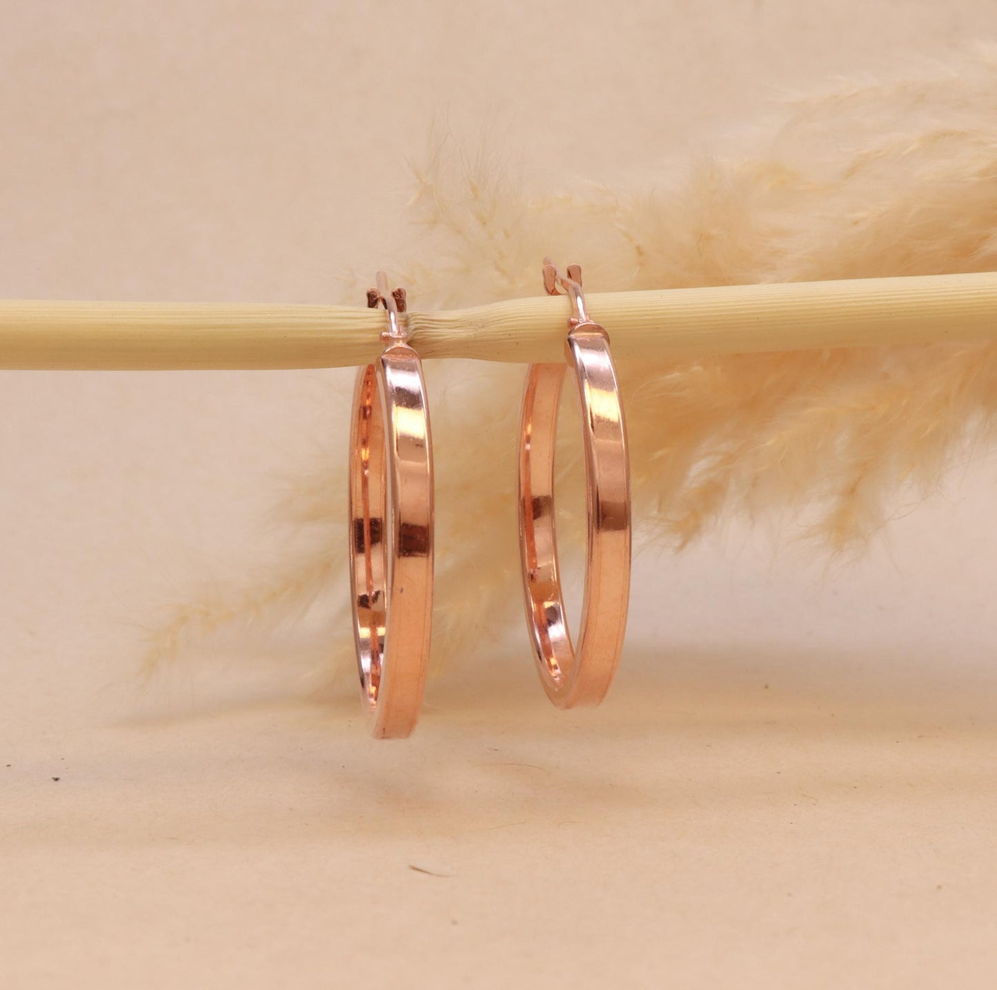 Polished Rose Gold Hoops