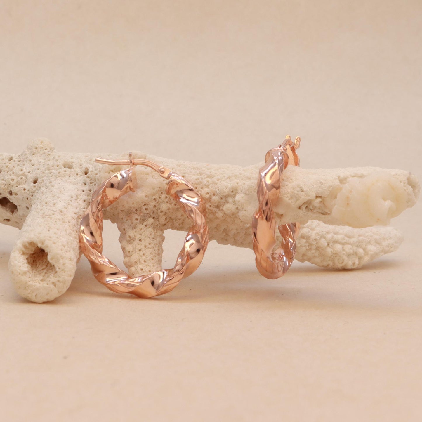 Twisted Rose Gold Hoops