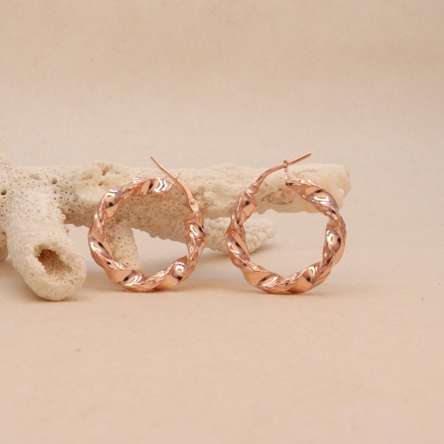 Twisted Rose Gold Hoops