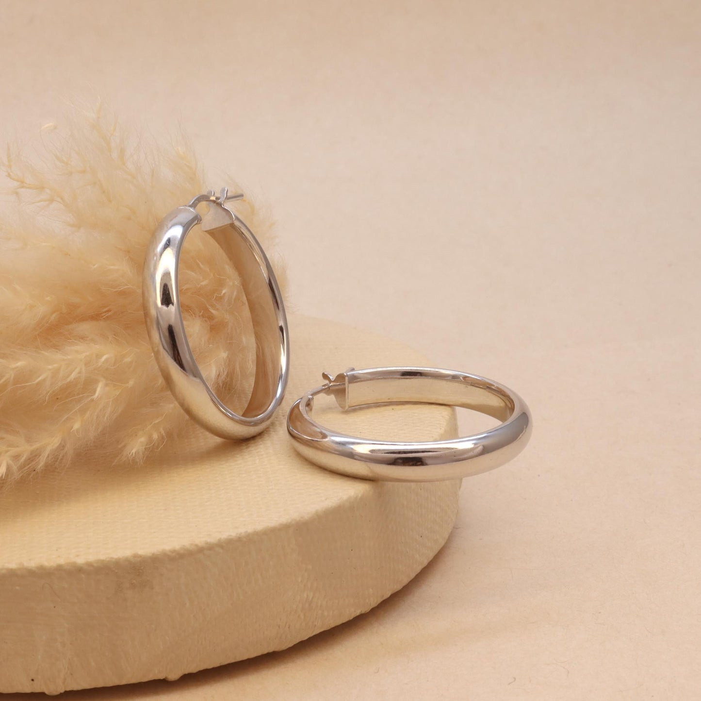 Polished Silver Hoops