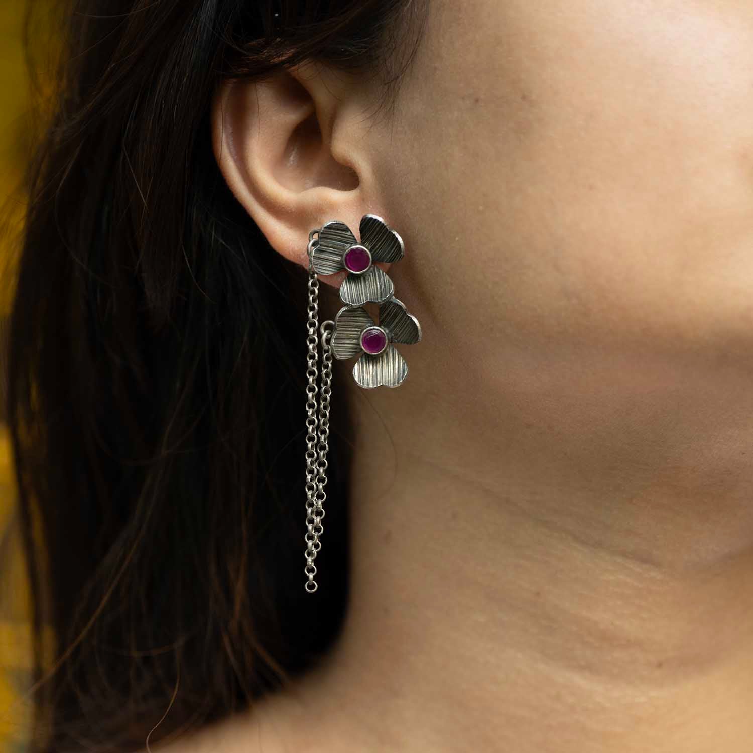 Oxidised Floral Earrings