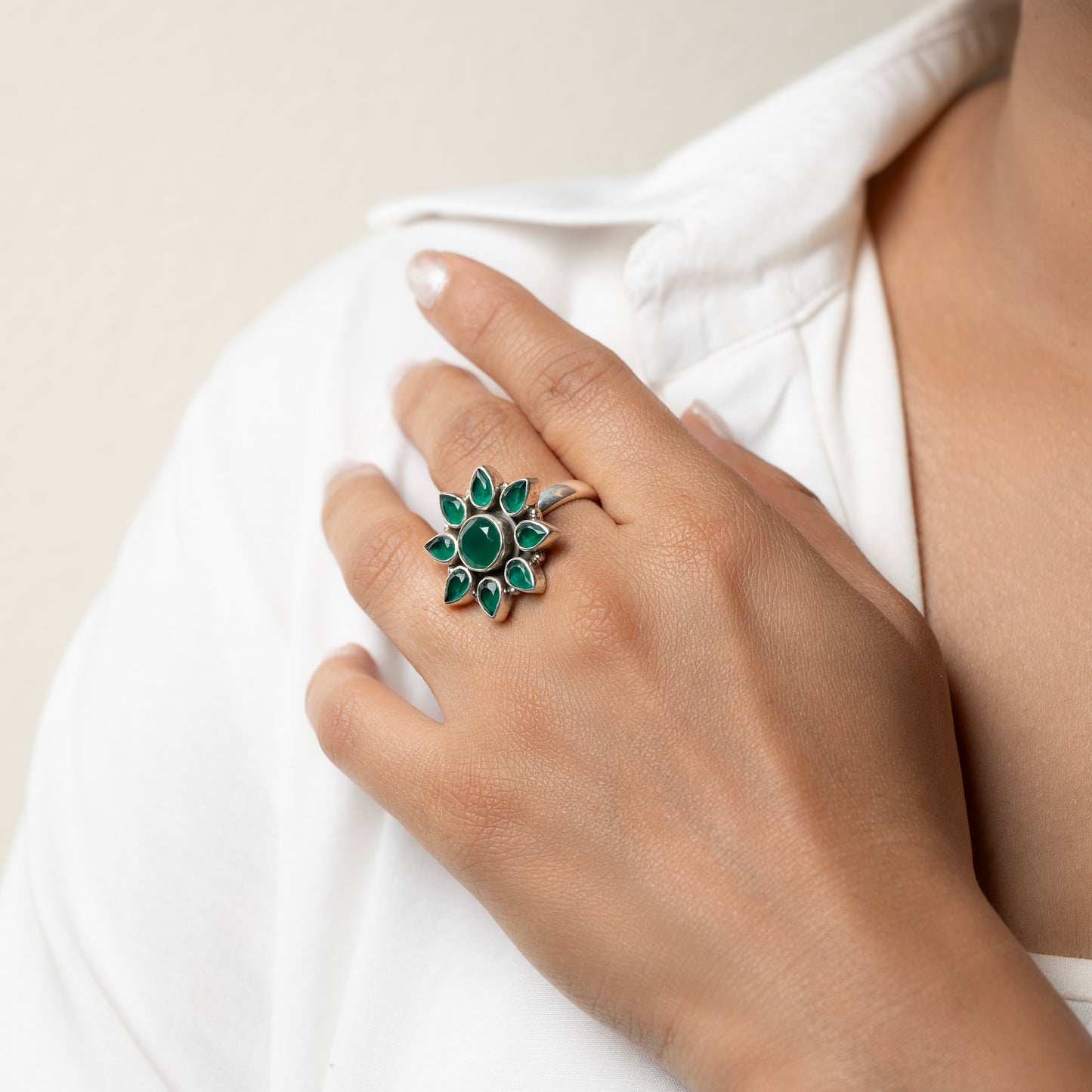 Green Flower Ring