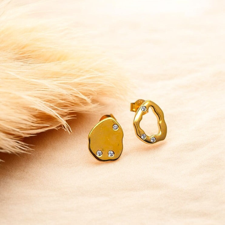 Asymmetrical  Gold Earrings