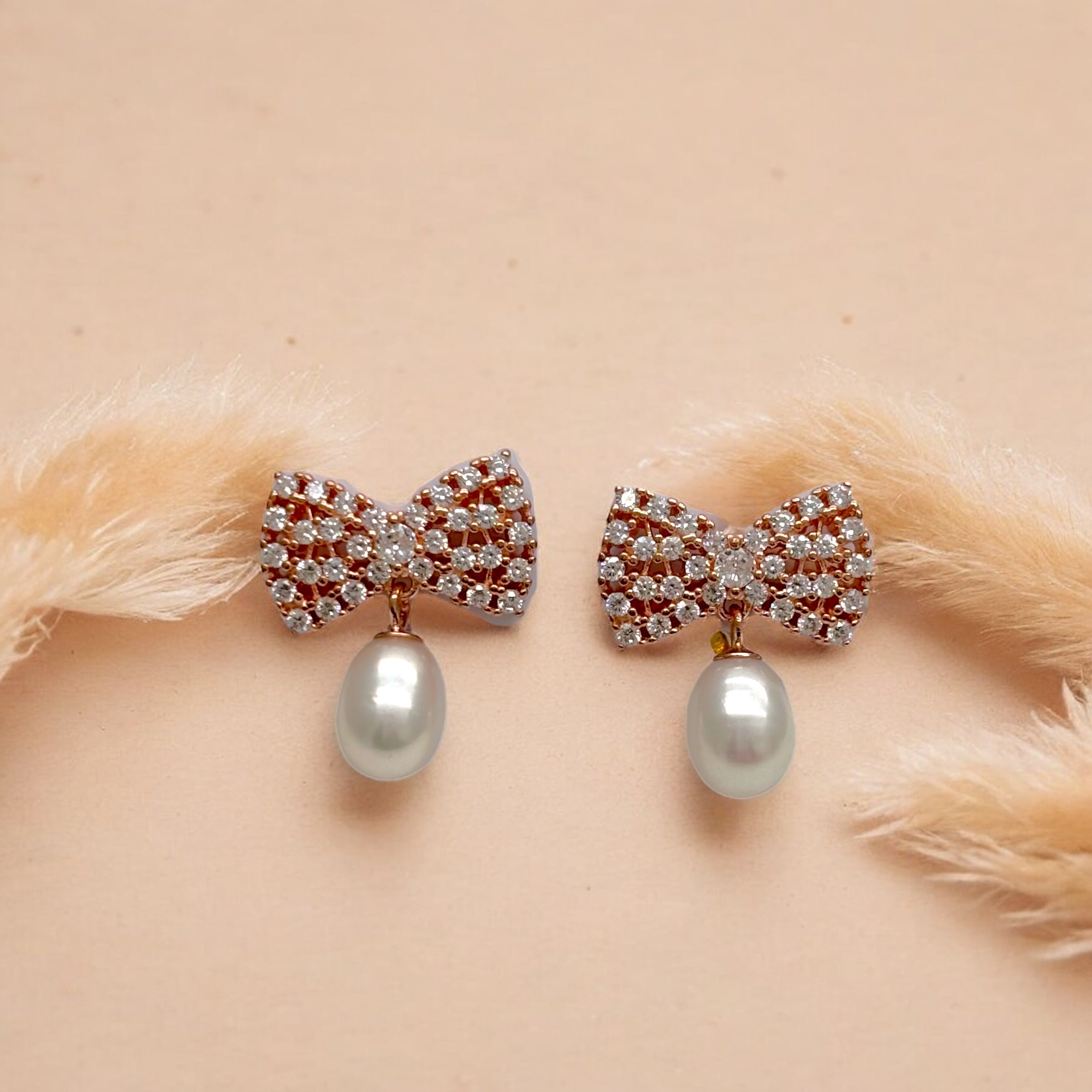 Rose Gold Bow Earrings