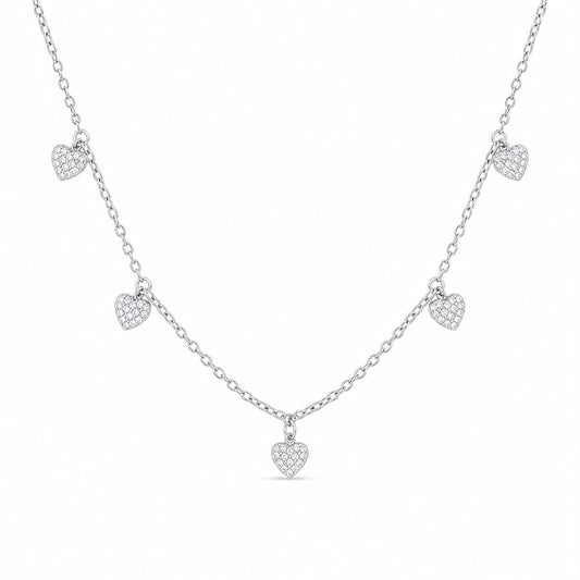 Silver Dangling Hearts Necklace