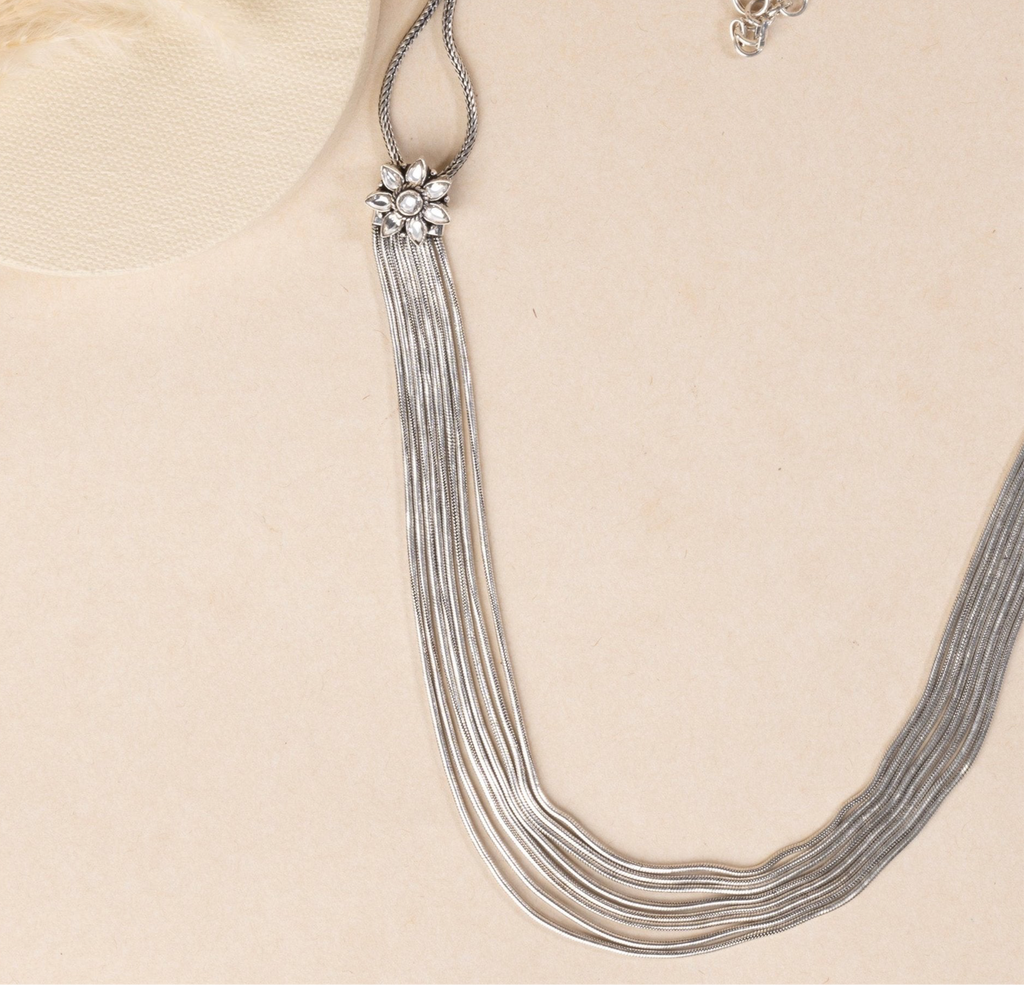 Silver Chains Long Necklace