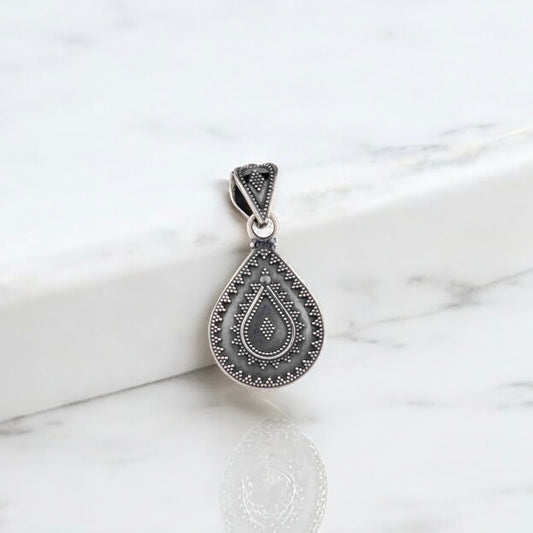 Simple sterling silver pendant with a oxidised finish perfect for everyday wear.