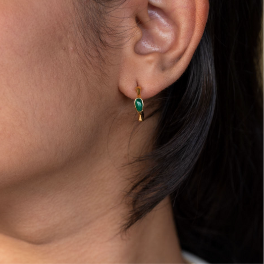 Gold Malachite Hoops