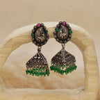 Oxidized Peacock Jhumka