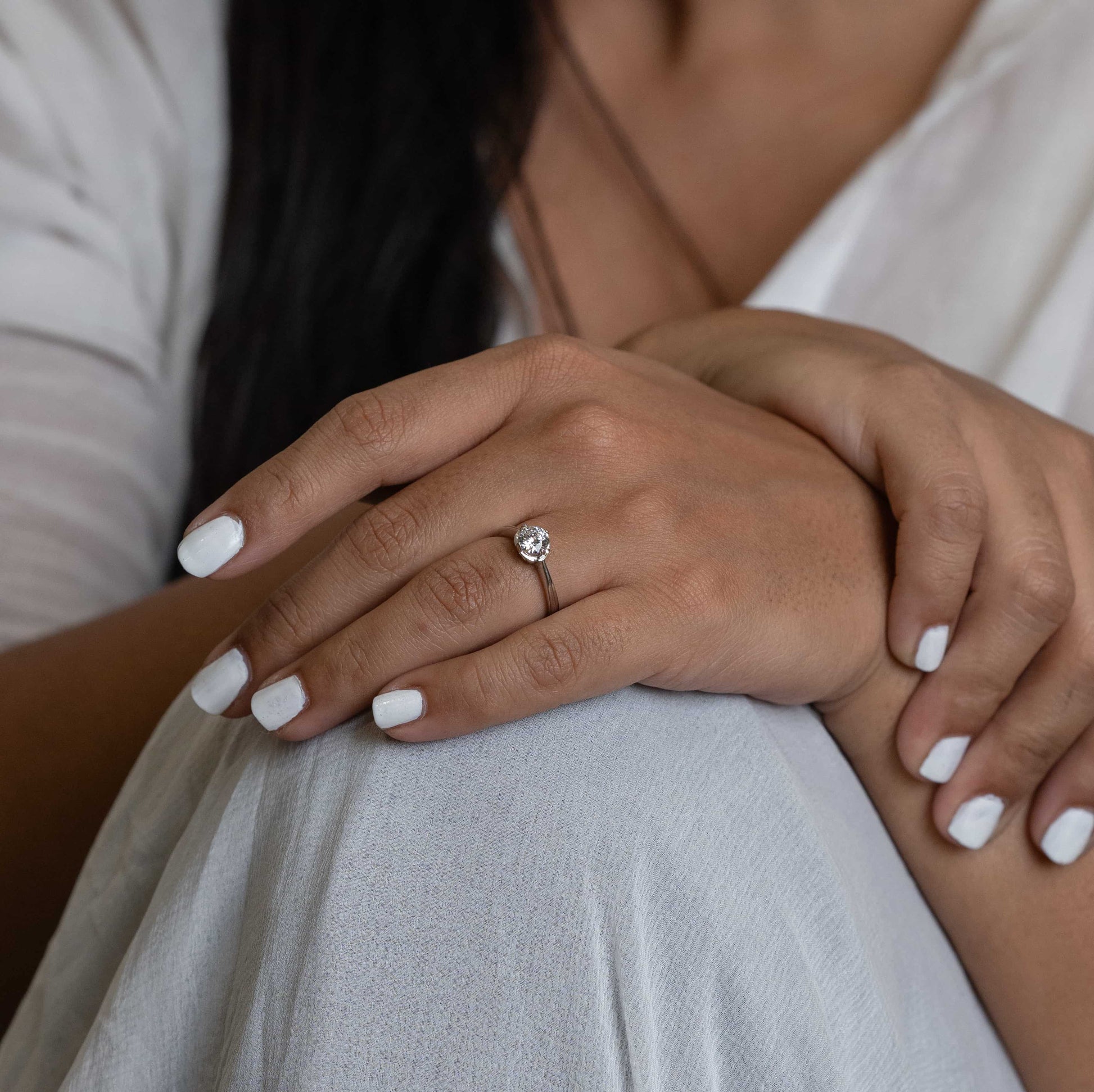 image of a silver ring, featuring a sparkling Cubic Zirconia gemstone