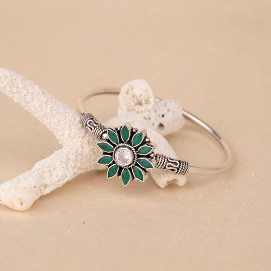 Silver Floral Cuff