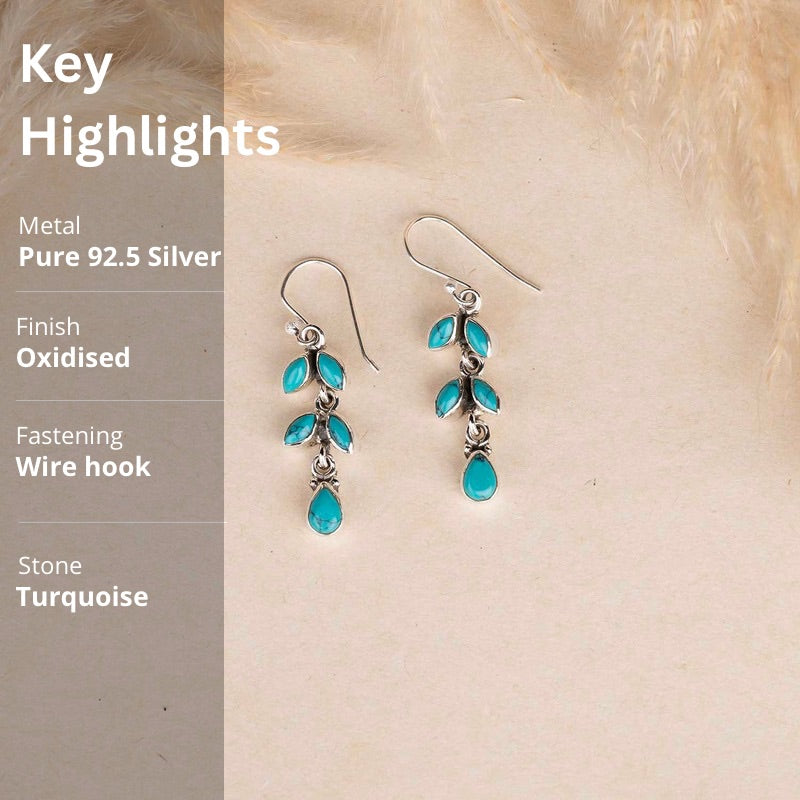 Dangling Turquoise Silver Earrings