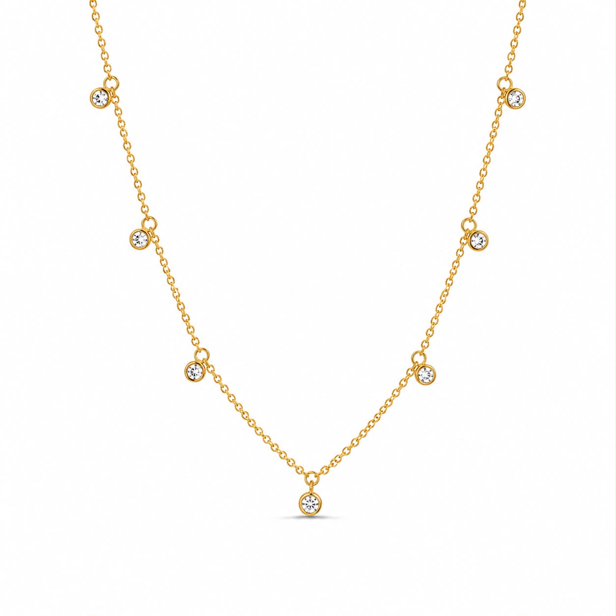Gold Dangling Stones Necklace