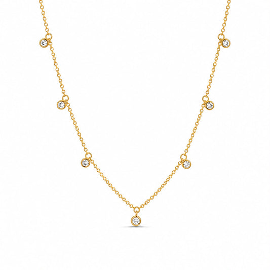 Gold Dangling Stones Necklace