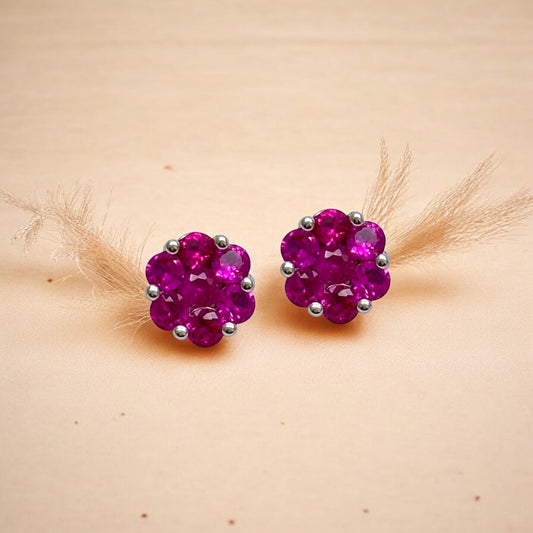 Pink Flower Studs