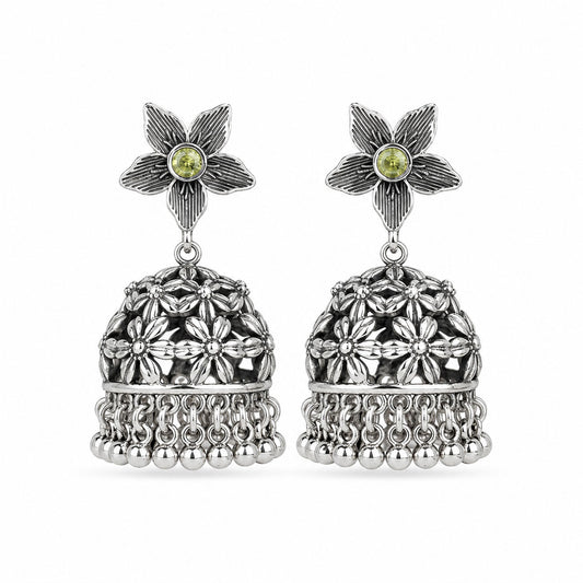 Silver Floral Jhumka