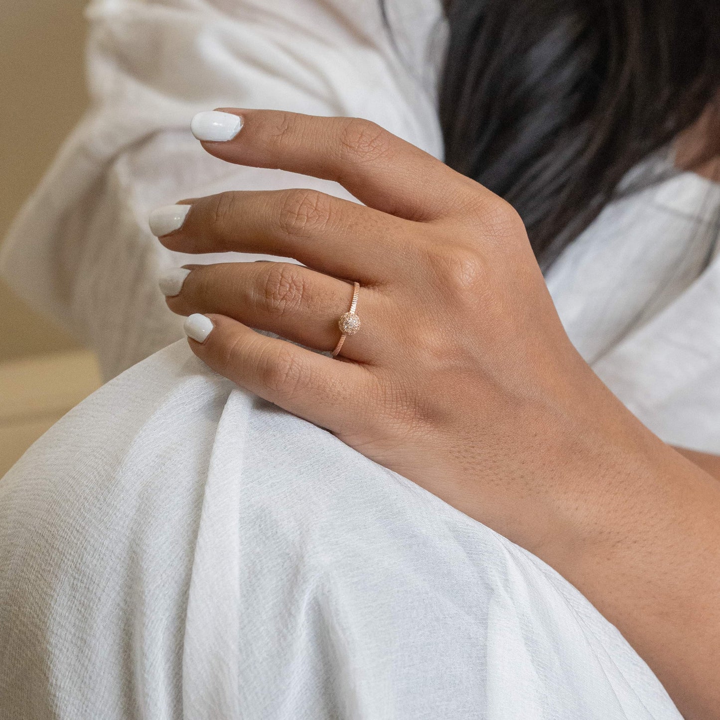 image of a silver ring, featuring a sparkling Cubic Zirconia gemstones