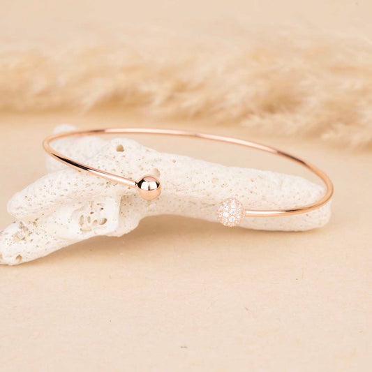 Rose Gold CZ Ball Cuff