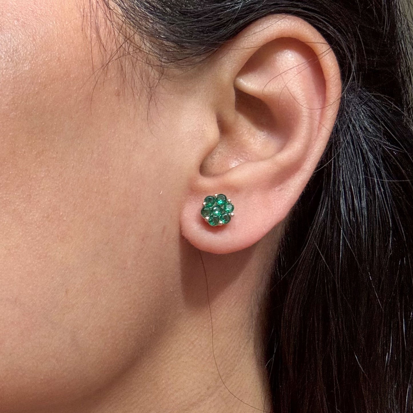 Green Flower Studs