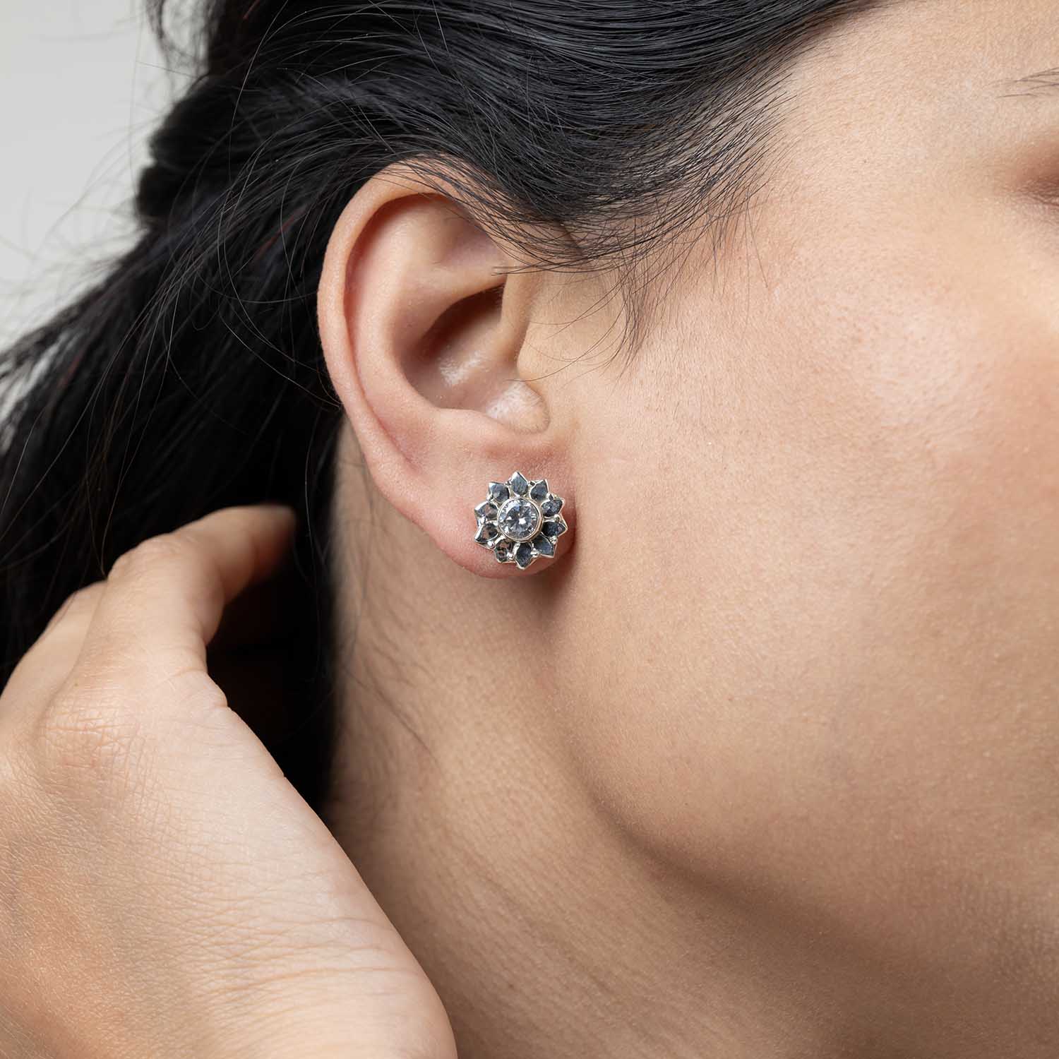 Floral Silver Studs