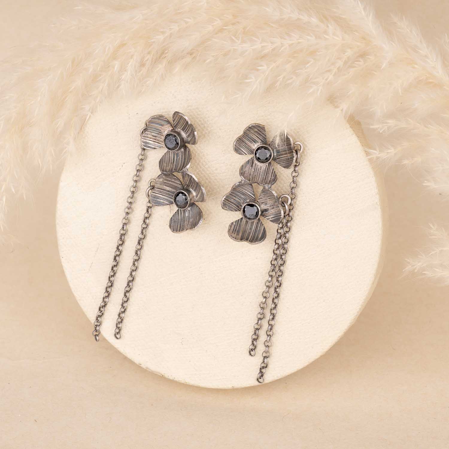 Oxidised Floral Earrings