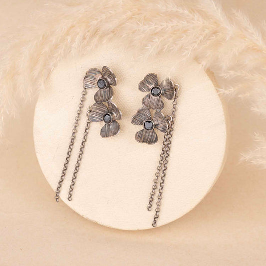 Oxidised Floral Earrings