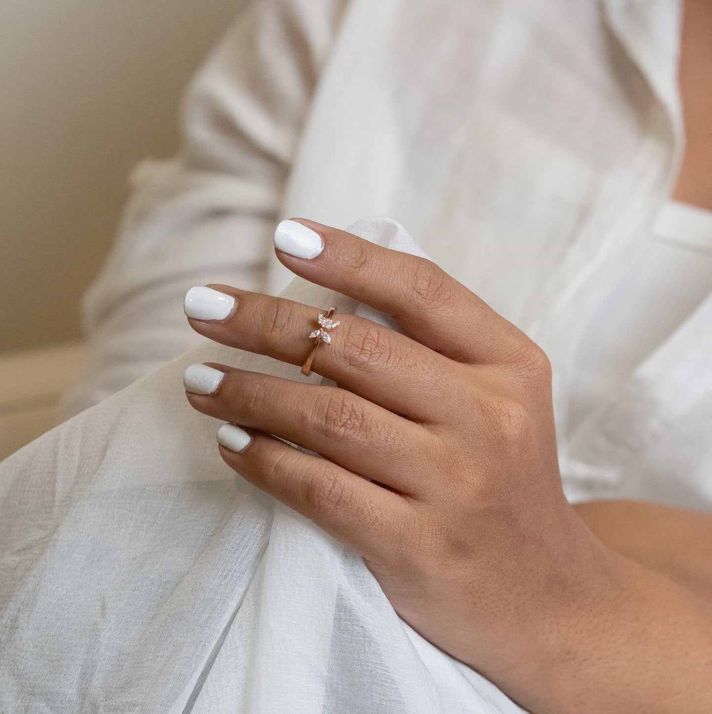 image of a silver ring, featuring a sparkling Cubic Zirconia gemstone