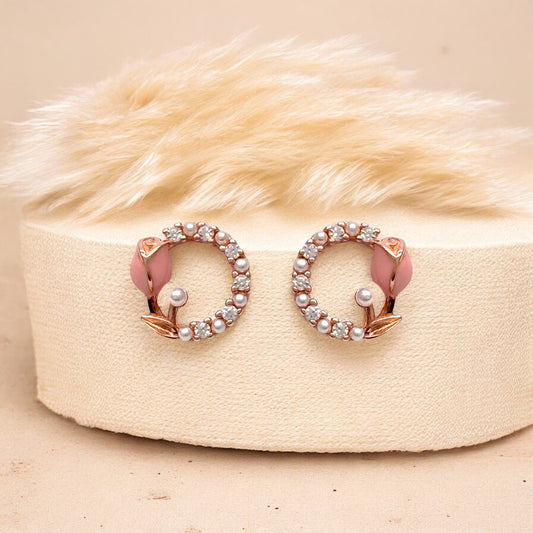 Rose Gold Floral Studs