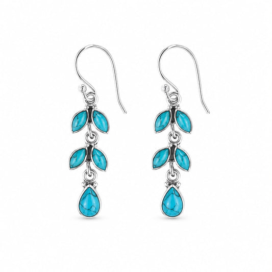 Dangling Turquoise Silver Earrings