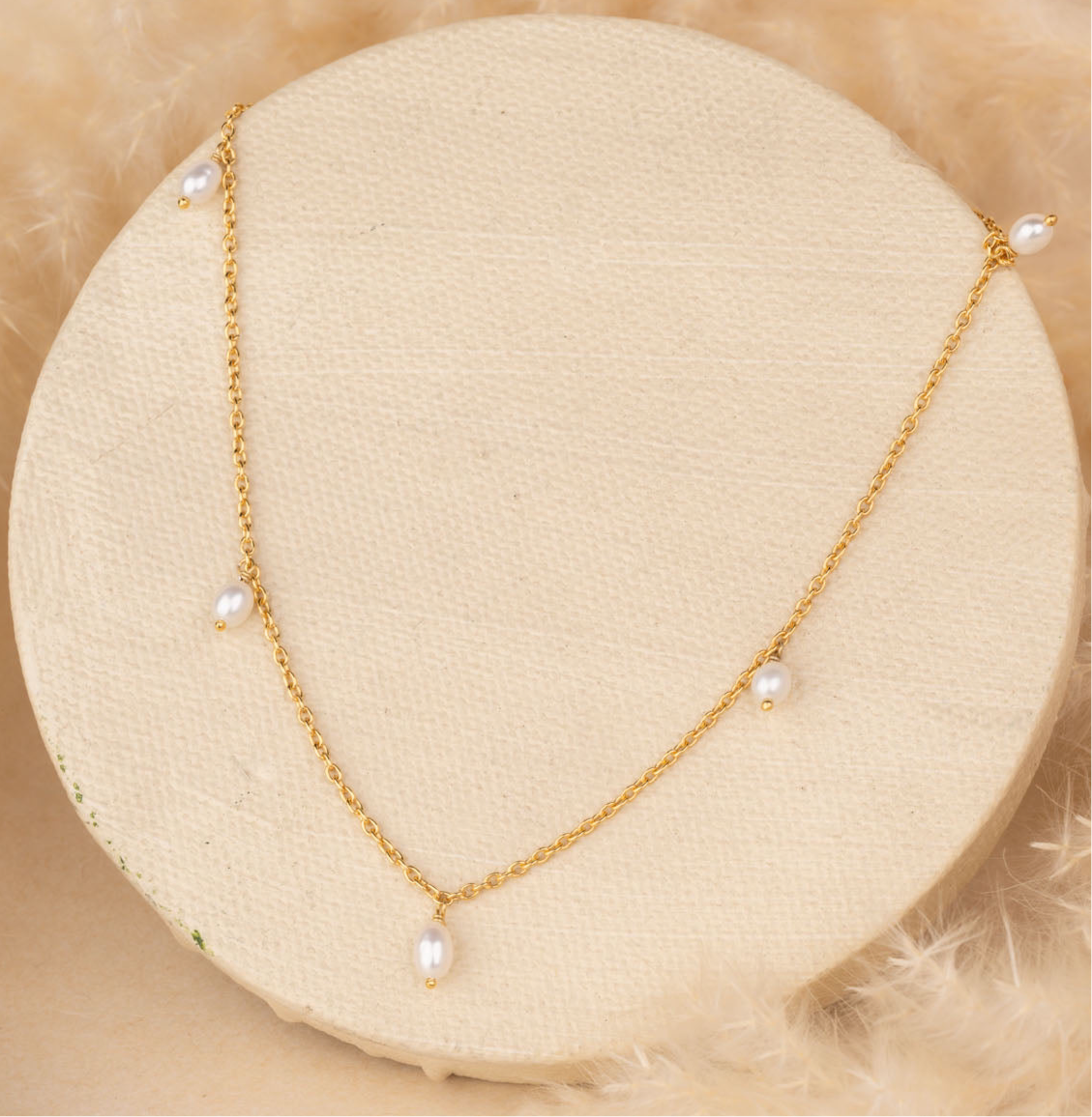 Dangling Pearls Gold Necklace
