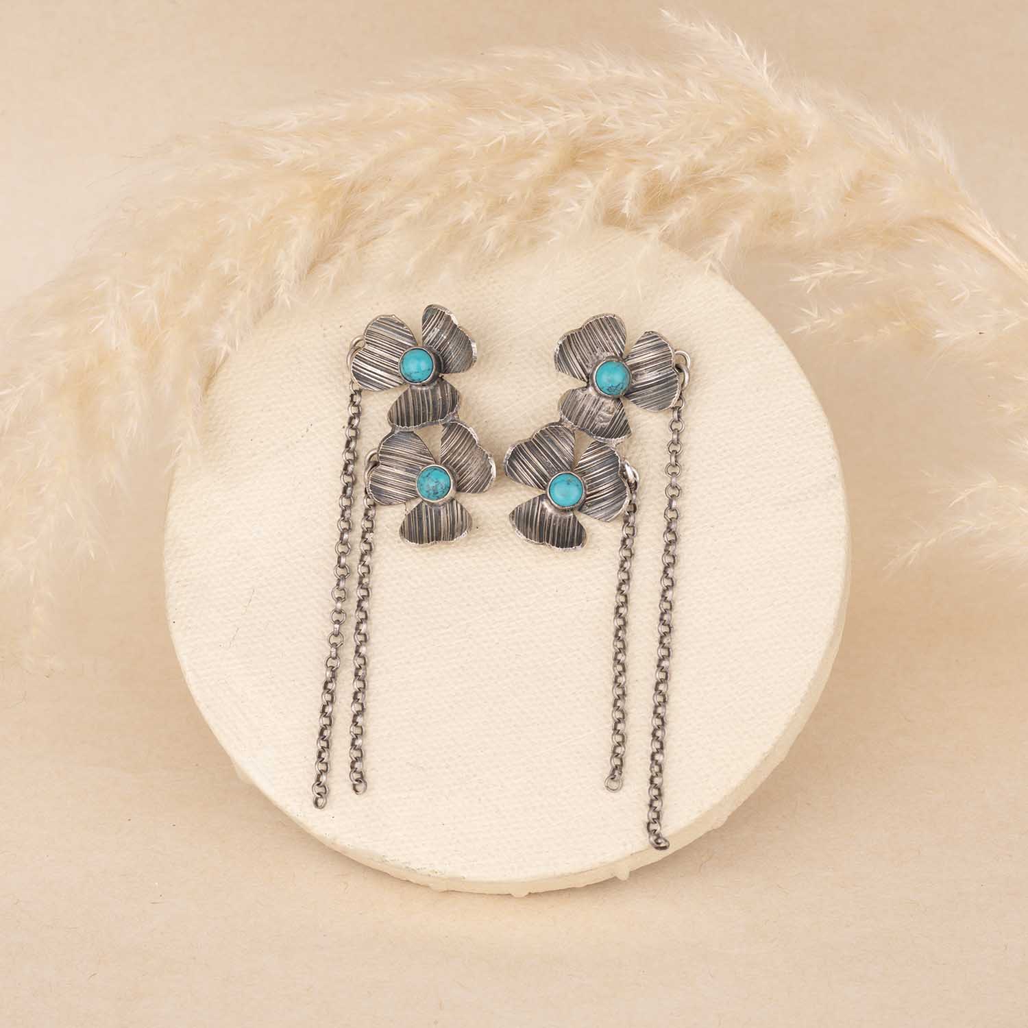 Oxidised Floral Earrings